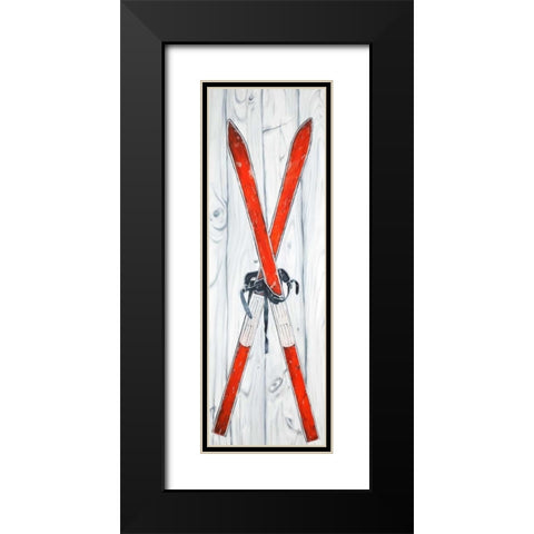 Vintage Red Ski Black Modern Wood Framed Art Print with Double Matting by Atelier B Art Studio