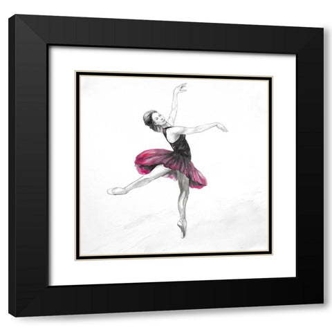 Small Pink Ballerina Black Modern Wood Framed Art Print with Double Matting by Atelier B Art Studio