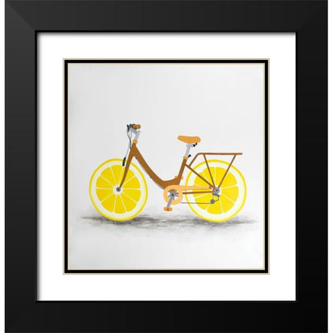 LEMON WHEEL BIKE Black Modern Wood Framed Art Print with Double Matting by Atelier B Art Studio