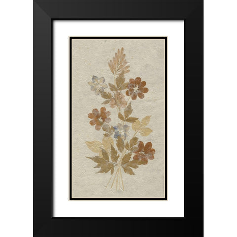 Delicate Dried Flowers arrangement on rice paper  Black Modern Wood Framed Art Print with Double Matting by anonymous