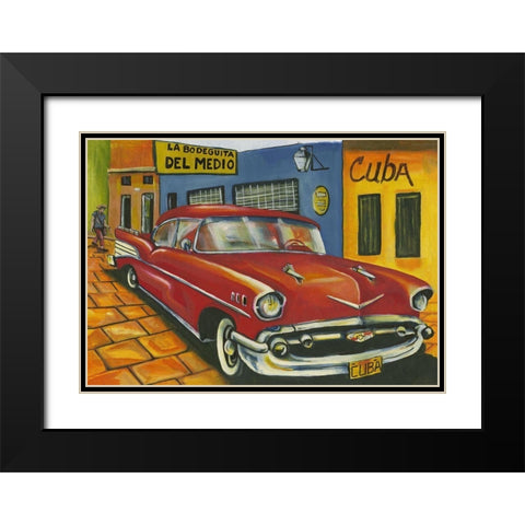 Red car in Cuba Black Modern Wood Framed Art Print with Double Matting by anonymous