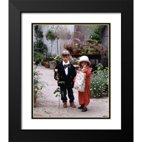kids in love Black Modern Wood Framed Art Print with Double Matting by Hoenderkamp, Patrick