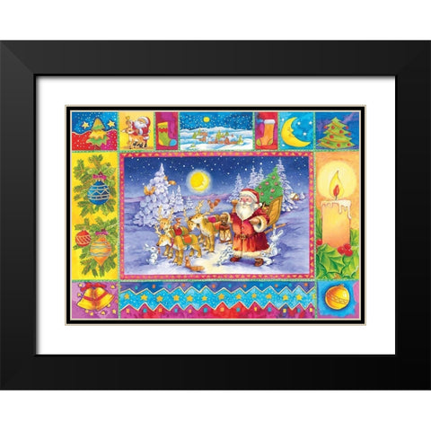 Santa and Friends Black Modern Wood Framed Art Print with Double Matting by Hoenderkamp, Patrick