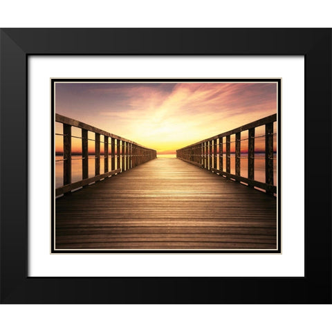 Bay Bridge Sunset Black Modern Wood Framed Art Print with Double Matting by Paulus