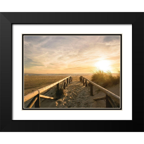 Beach Path to the Golden Sun Black Modern Wood Framed Art Print with Double Matting by Schaldach