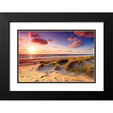 Sand Dunes at Dusk Black Modern Wood Framed Art Print with Double Matting by Wollinga