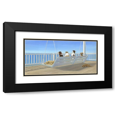 Tails on a Porch Swing Black Modern Wood Framed Art Print with Double Matting by Saxe, Carol