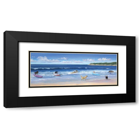 Hot Dogs Surf Black Modern Wood Framed Art Print with Double Matting by Saxe, Carol