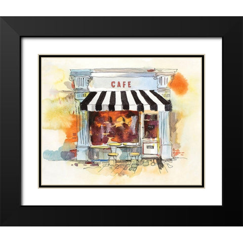 Euro Cafe Black Modern Wood Framed Art Print with Double Matting by Anonymous