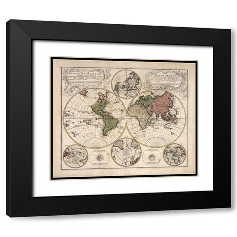 Mappa Universalis Black Modern Wood Framed Art Print with Double Matting by Lowitz, G.M.