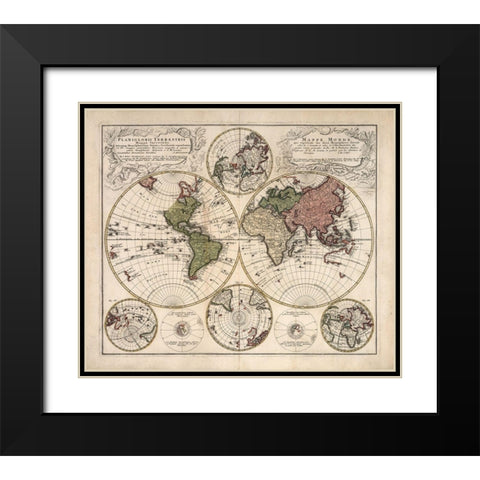 Mappa Universalis Black Modern Wood Framed Art Print with Double Matting by Lowitz, G.M.
