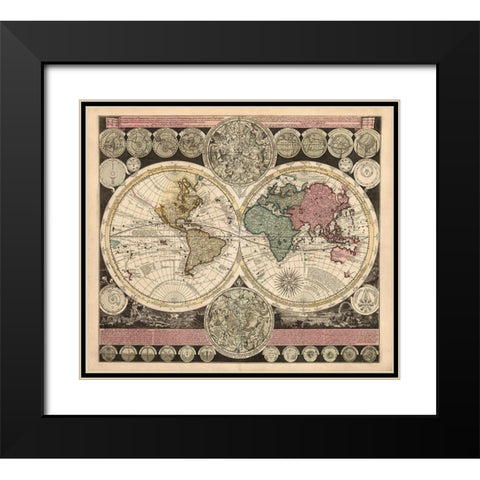 Planisphaerium Black Modern Wood Framed Art Print with Double Matting by Visscher, Nicholas