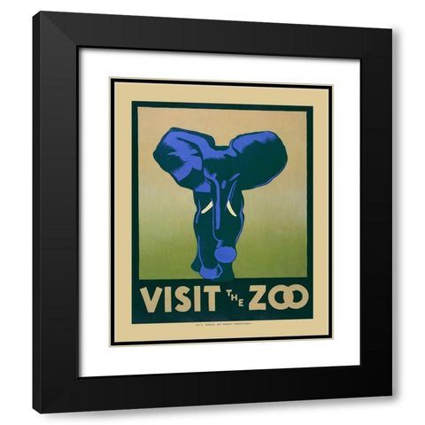 Visit The Zoo Black Modern Wood Framed Art Print with Double Matting by Anonymous
