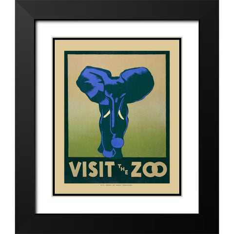 Visit The Zoo Black Modern Wood Framed Art Print with Double Matting by Anonymous
