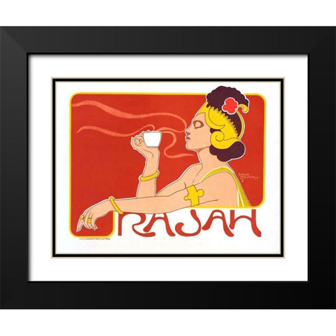 Rajah Coffee 1897 Black Modern Wood Framed Art Print with Double Matting by Meunier, Henry