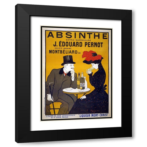 Absinthe Pernod Black Modern Wood Framed Art Print with Double Matting by Cappiello, Leonetto