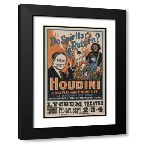 Houdini Black Modern Wood Framed Art Print with Double Matting by Anonymous