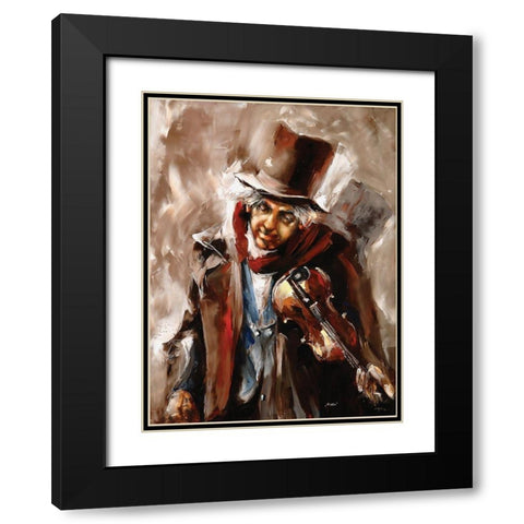 The Fiddler Black Modern Wood Framed Art Print with Double Matting by Sipos, Judit