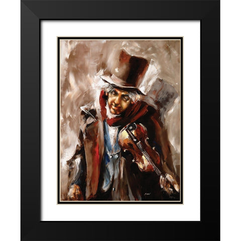The Fiddler Black Modern Wood Framed Art Print with Double Matting by Sipos, Judit