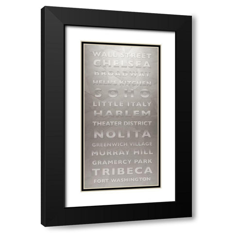 NYC Steel Districts Sign Black Modern Wood Framed Art Print with Double Matting by Anonymous