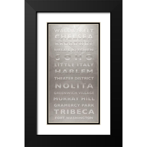 NYC Steel Districts Sign Black Modern Wood Framed Art Print with Double Matting by Anonymous