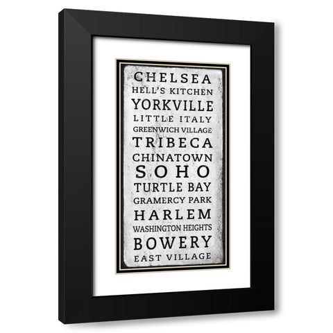 NYC Districts Sign BW Black Modern Wood Framed Art Print with Double Matting by Anonymous