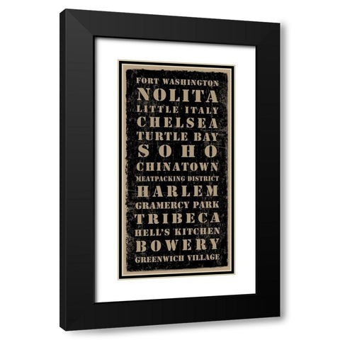 NYC Industrial Districts Sign Black Modern Wood Framed Art Print with Double Matting by Anonymous