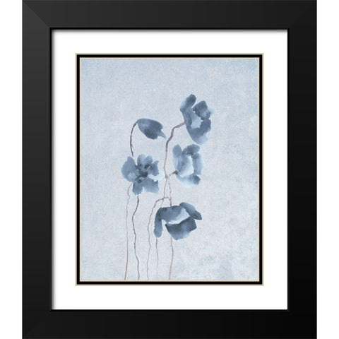 Blue Poppy Group Black Modern Wood Framed Art Print with Double Matting by Anonymous