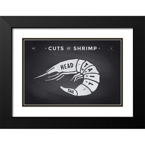 Cuts of Shrimp  Black Modern Wood Framed Art Print with Double Matting by Foxys Graphics