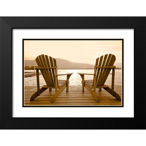 Two Adirondacks on Lake Black Modern Wood Framed Art Print with Double Matting by Pali, Frank