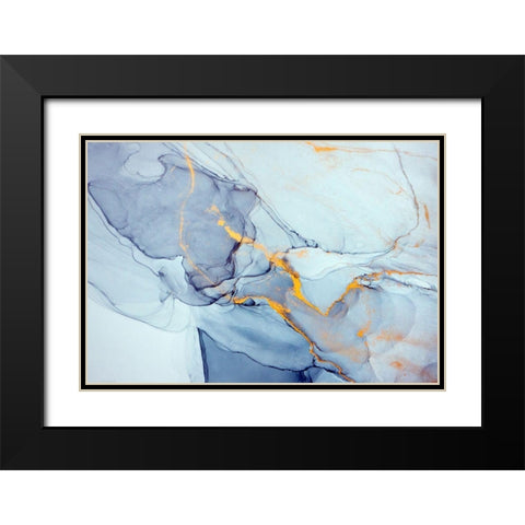 Abstract in Indigo and Gold  Black Modern Wood Framed Art Print with Double Matting by Dein, Mari
