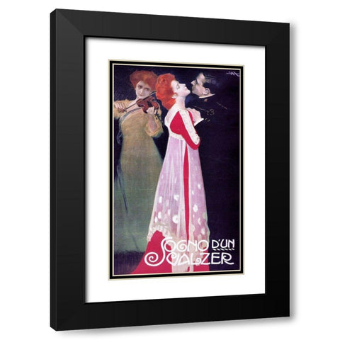 Sogno dun Valzer Black Modern Wood Framed Art Print with Double Matting by Metlicovitz, Leopoldo