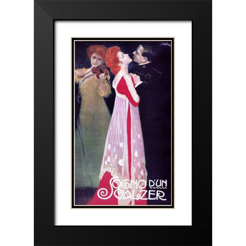 Sogno dun Valzer Black Modern Wood Framed Art Print with Double Matting by Metlicovitz, Leopoldo