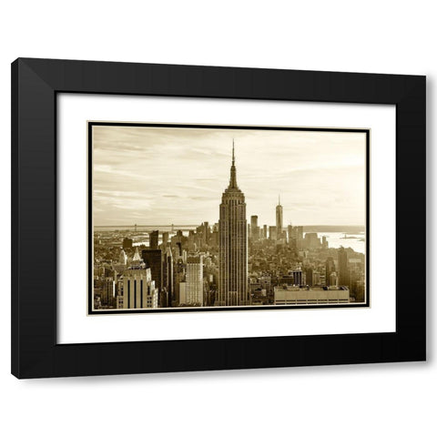 Manhattan Sunset Black Modern Wood Framed Art Print with Double Matting by Masik, Marek
