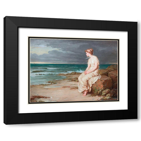 Miranda Black Modern Wood Framed Art Print with Double Matting by Waterhouse, J. W.