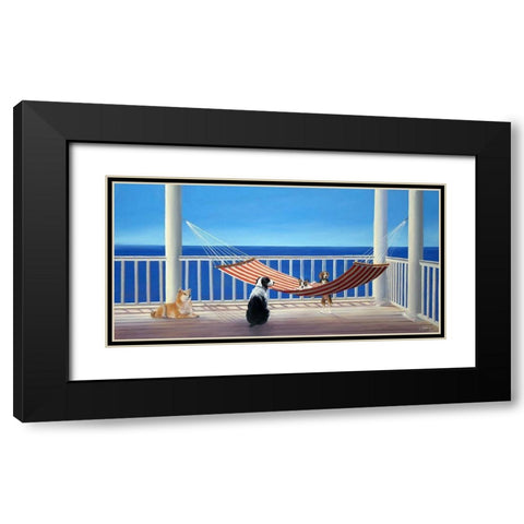Dogs in Hammock  Black Modern Wood Framed Art Print with Double Matting by Saxe, Carol