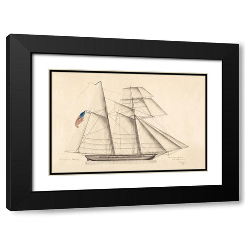 U.S. Alligator Sailboat Black Modern Wood Framed Art Print with Double Matting by Anonymous