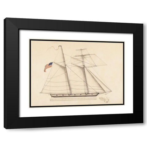 Scooner Lynx Black Modern Wood Framed Art Print with Double Matting by Anonymous