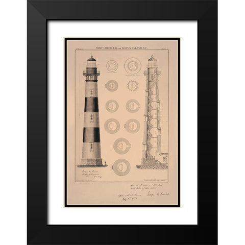 Bodys Island Light House Black Modern Wood Framed Art Print with Double Matting by Anonymous