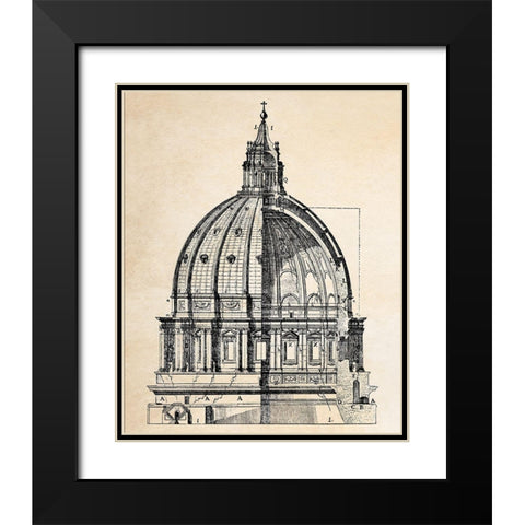 Cupola of the San Pietro Black Modern Wood Framed Art Print with Double Matting by Anonymous