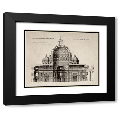 San Pietro by Michelangelo, Sepia Black Modern Wood Framed Art Print with Double Matting by Michelangelo