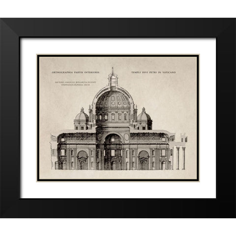 San Pietro by Michelangelo, Sepia Black Modern Wood Framed Art Print with Double Matting by Michelangelo