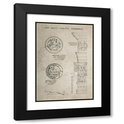 Italian Renaissance Architectural Section Chart Ia Black Modern Wood Framed Art Print with Double Matting by Anonymous