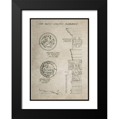 Italian Renaissance Architectural Section Chart Ia Black Modern Wood Framed Art Print with Double Matting by Anonymous