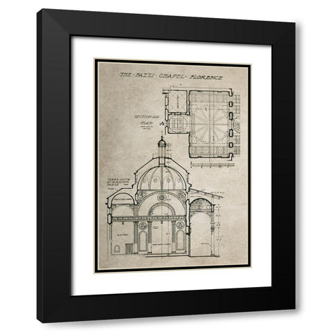 Italian Renaissance Architectural Section Chart Ib Black Modern Wood Framed Art Print with Double Matting by Anonymous