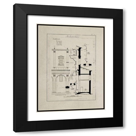 Italian Renaissance Architectural Section Chart III. Black Modern Wood Framed Art Print with Double Matting by Anonymous