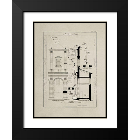 Italian Renaissance Architectural Section Chart III. Black Modern Wood Framed Art Print with Double Matting by Anonymous