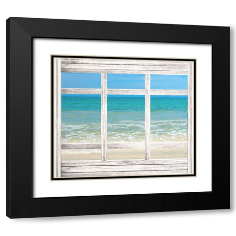 Vintage Ocean Window  Black Modern Wood Framed Art Print with Double Matting by Anonymous