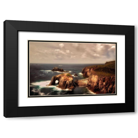 Enysdodman Arch. or Lands End Arch. Cornwall,Â England Black Modern Wood Framed Art Print with Double Matting by Frates, Dennis