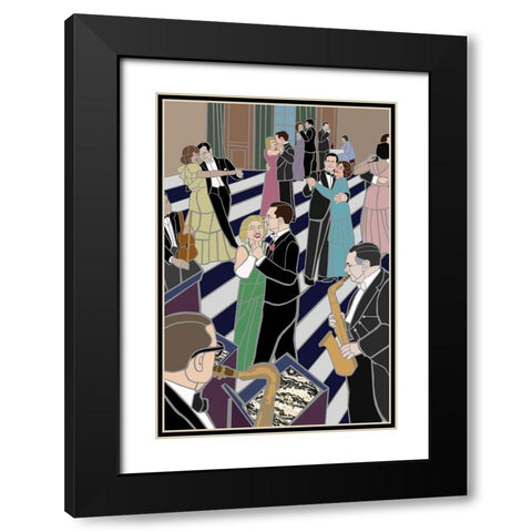 Dance Scene Black Modern Wood Framed Art Print with Double Matting by Mandell, Jonathan
